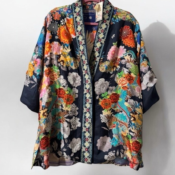 Johnny Was Jackets & Blazers - Johnny Was Navy Floral Cape Reversible two ways to wear!